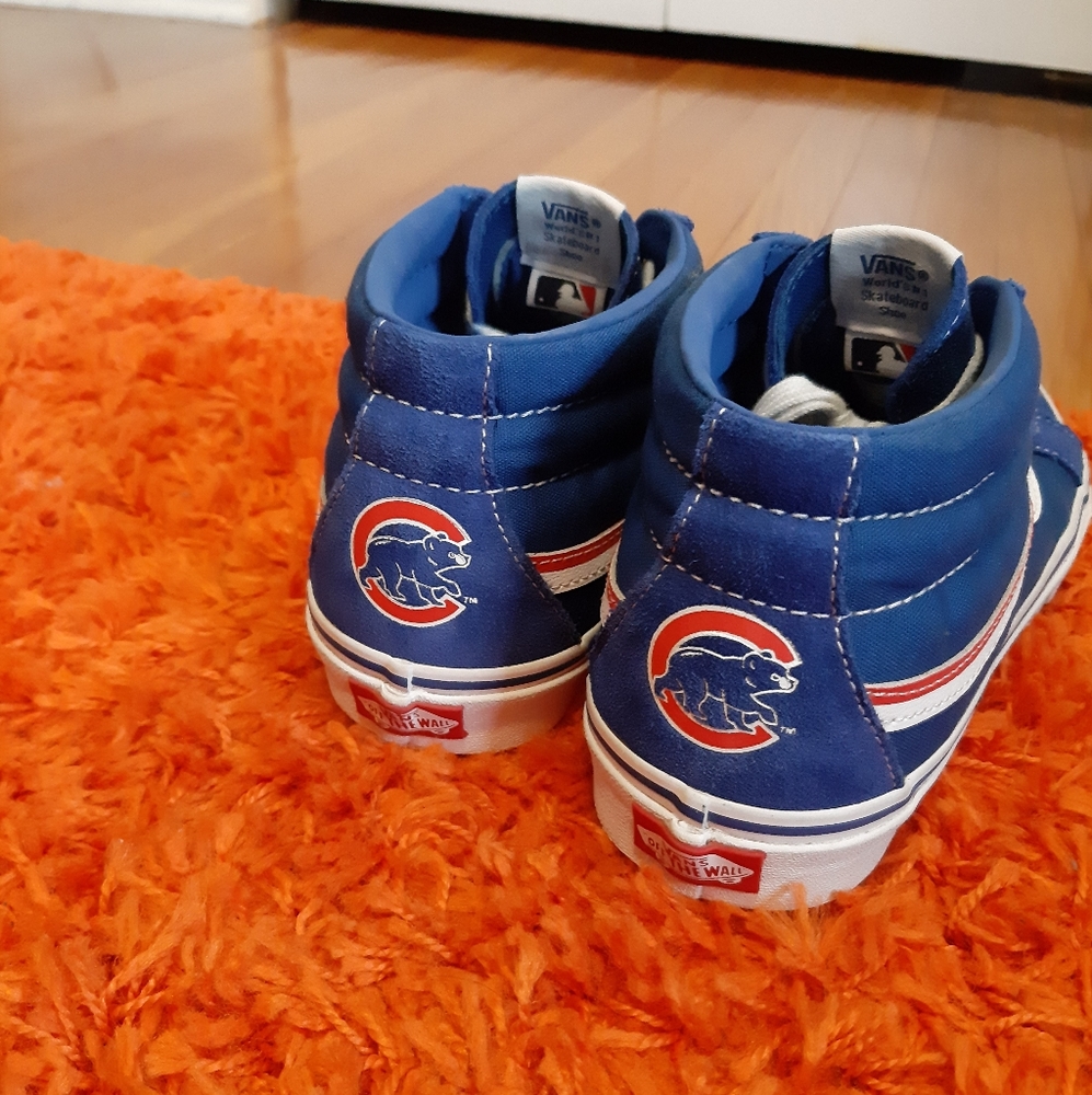 Rare Chicago Cubs x Vans Sk8-Mid MLB Royal Blue Suede Sneakers Mens 9